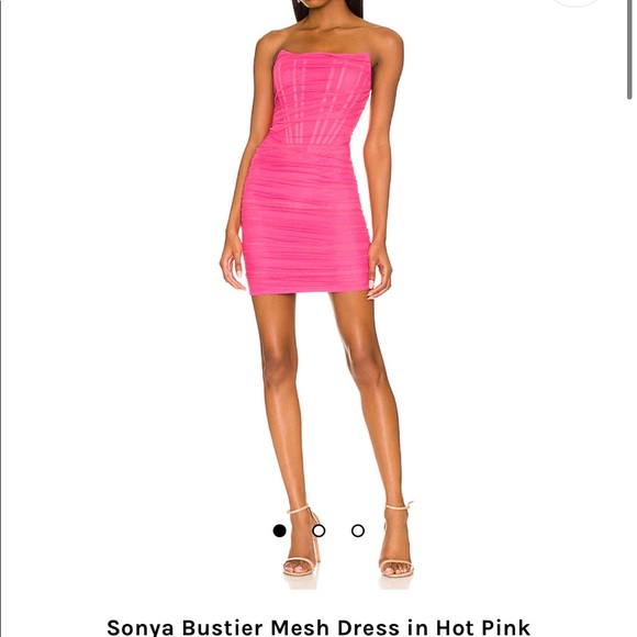 Sonya Bustier Mesh Dress in Hot Pink NWT small - Picture 1 of 4